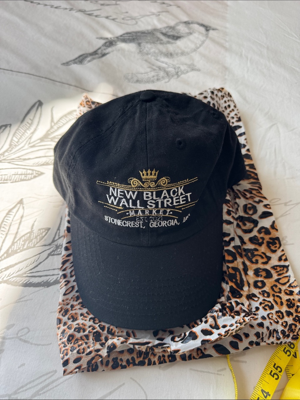 New Black Wall Street Market Black Embroidered Baseball Cap